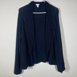 Chico's Women's Black Cotton Blend Open Cardigan 3(XL) Knit!